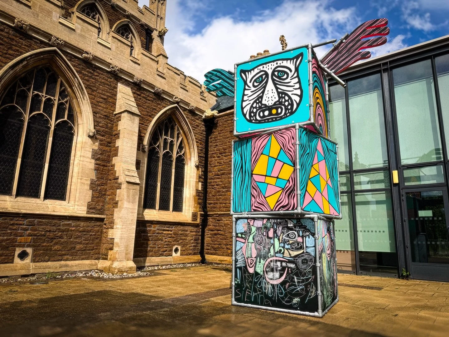 TOWER of TOTEM in the sun yesterday following a fun filled drop in workshop day @2021visualarts with @lennyandwhale - more today :) #toweroftotem #sculpture #fun