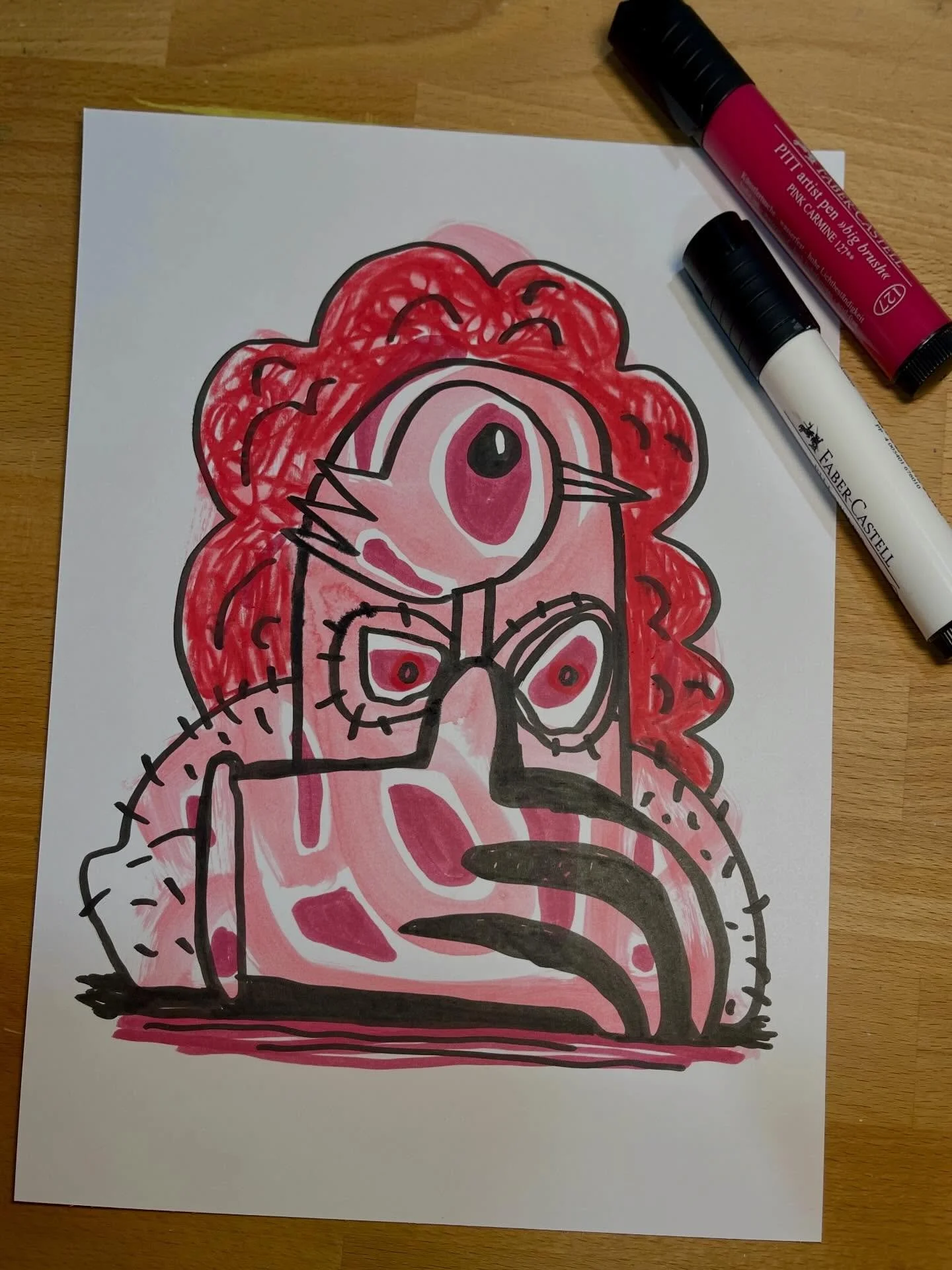 Wrestler, Bird and Burning Bush #drawing #studio