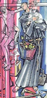 Illustration of Blessed John Bufalari of Rieti by János Hajnal in Il fascino di Dio: Profili de agiografia agostiniana by Fernando Rojo Martínez, O.S.A. Copyright © 2000 Pubblicazioni Agostiniane Rome. Used with permission. Original art preserved in the Office of Augustinian Postulator of Causes, Rome