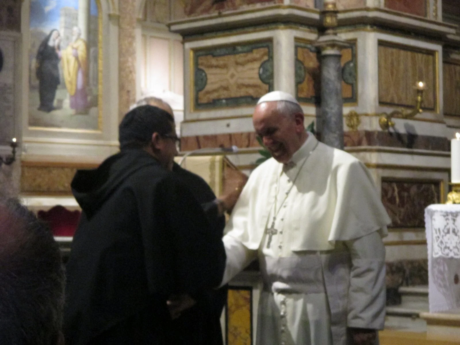 ROME: Pope Francis greets Fr. Fidel Alvarado, O.S.A., the Regional Vicar of the Augustinian missions in Northern Peru