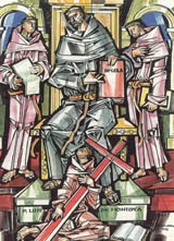 ILLUSTRATION OF LOUIS MONTOYA BY JÁNOS HAJNAL IN IL FASCINO DI DIO: PROFILI DE AGIOGRAFIA AGOSTINIANA BY FERNANDO ROJO MARTÍNEZ, O.S.A. COPYRIGHT © 2000 PUBBLICAZIONI AGOSTINIANE ROME. USED WITH PERMISSION. ORIGINAL ART PRESERVED IN THE OFFICE OF AUGUSTINIAN POSTULATOR OF CAUSES, ROME