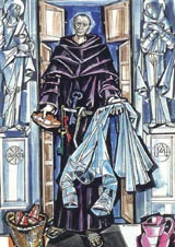 ILLUSTRATION OF SEBASTIAN ELORZA BY JÁNOS HAJNAL IN IL FASCINO DI DIO: PROFILI DE AGIOGRAFIA AGOSTINIANA BY FERNANDO ROJO MARTÍNEZ, O.S.A. COPYRIGHT © 2000 PUBBLICAZIONI AGOSTINIANE ROME. USED WITH PERMISSION. ORIGINAL ART PRESERVED IN THE OFFICE OF AUGUSTINIAN POSTULATOR OF CAUSES, ROME