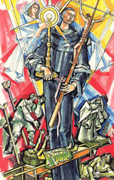 ILLUSTRATION OF THOMAS ANTHONY ARBUATI BY JÁNOS HAJNAL IN IL FASCINO DI DIO: PROFILI DE AGIOGRAFIA AGOSTINIANA BY FERNANDO ROJO MARTÍNEZ, O.S.A. COPYRIGHT © 2000 PUBBLICAZIONI AGOSTINIANE ROME. USED WITH PERMISSION. ORIGINAL ART PRESERVED IN THE OFFICE OF AUGUSTINIAN POSTULATOR OF CAUSES, ROME