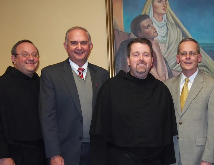 (From left): Very Rev. Bernard C. Scianna, O.S.A., Ph.D., Prior Provincial; Ernie Mrozek, President of St. Rita of Cascia High School; Rev. Thomas R. McCarthy, O.S.A., Director of Vocations and Chairman of the Board/Chaplain of St. Rita of Cascia High School; Brendan Conroy, Principal of St. Rita of Cascia High School