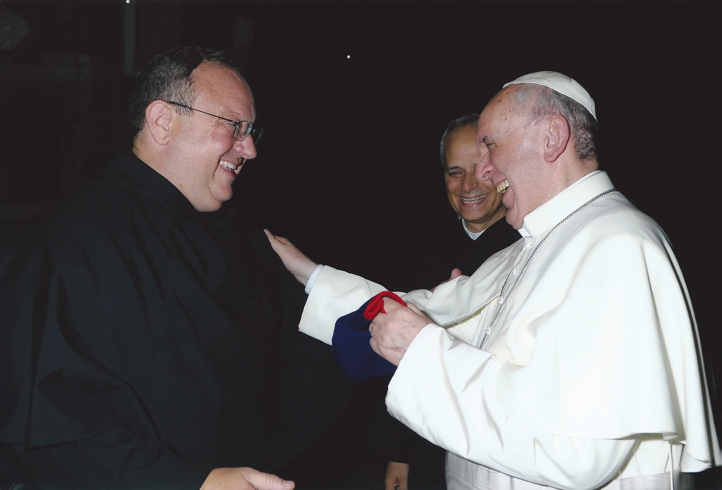 Fr. Bernie Scianna, O.S.A., met His Holiness Pope Francis in Rome on the Feast of St. Augustine in 2013. &nbsp;© 2013 Servizio Fotografico, Citiá del Vaticano