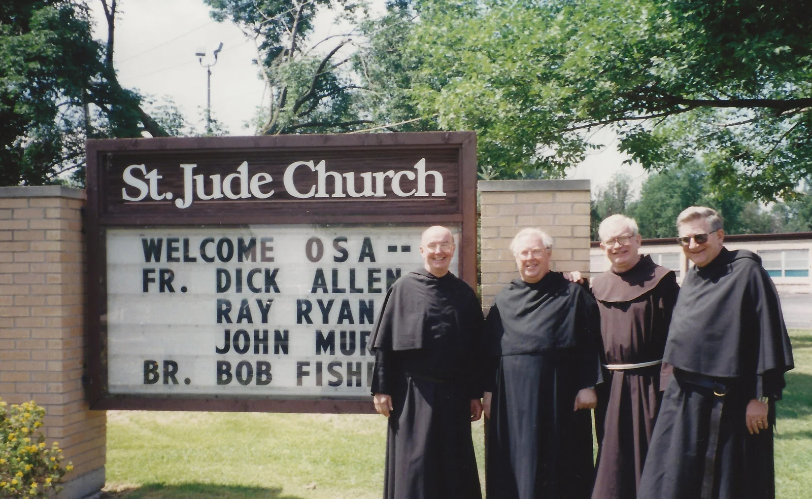 Fr. Ray Ryan, O.S.A. (left), present at the welcoming reception for the Augustinians at St. Jude Parish in the Diocese of Joliet, Illinois