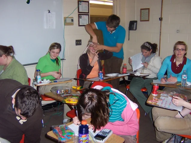 Pi Day (3-14) where students were measuring diameter and circumference of various objects to determine Pi