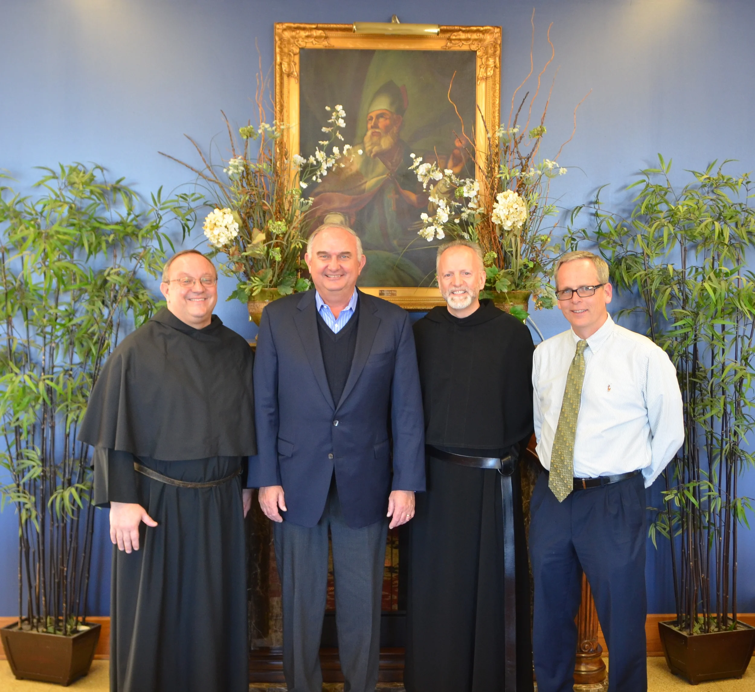 (From left)&nbsp;Very Rev. Bernard C. Scianna, O.S.A., PH.D., Prior Provincial; Ernie Mrozek, President of St. Rita of Cascia High School; Fr. Steve M Curry, O.S.A., Ed.D., Director of Augustinian Mission, and Brendan Conroy, Principal