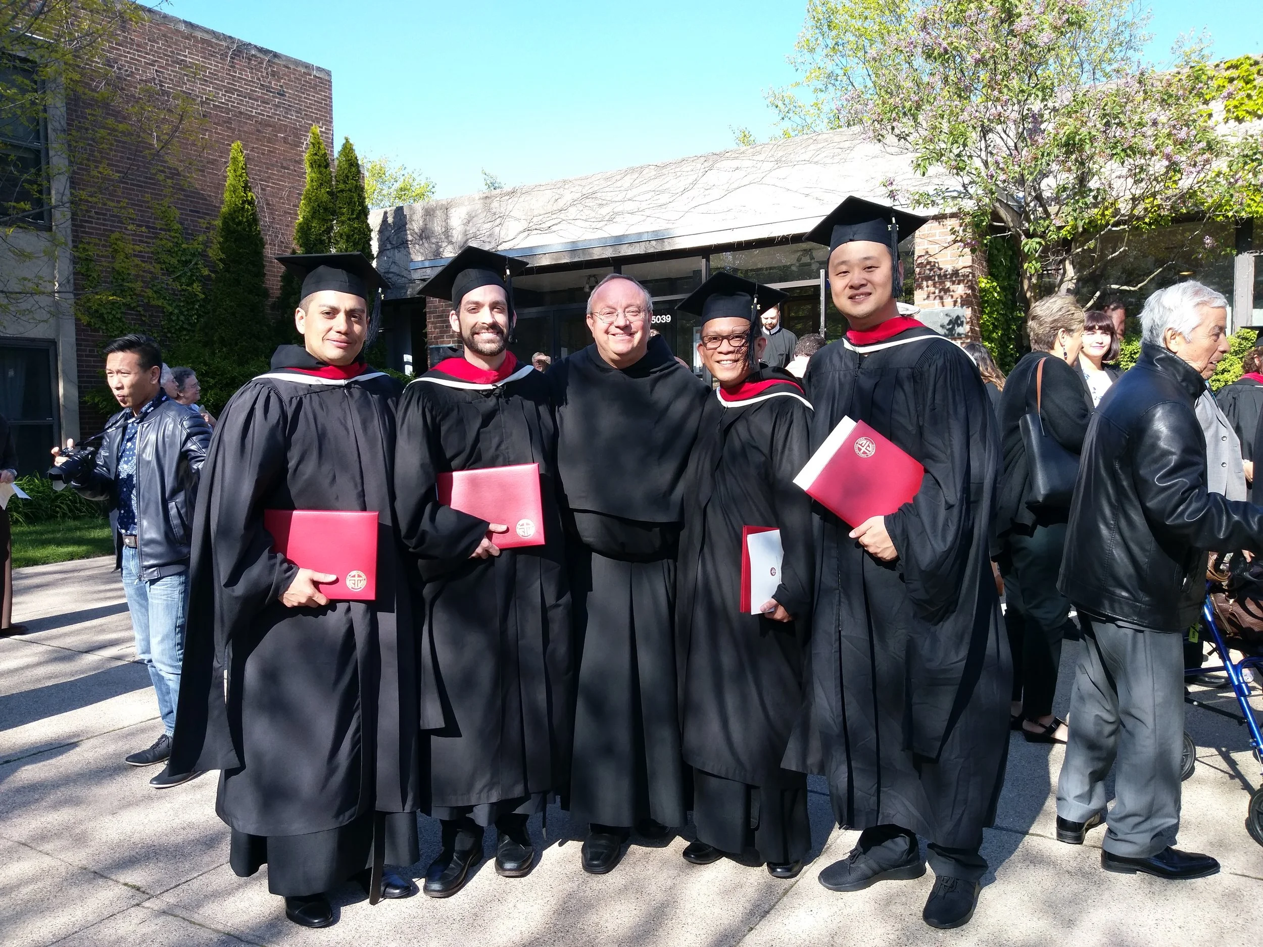 (from L to R): Br. Javier Aguilar, Br. Stephen Isley, Fr. Bernie Scianna, Br. Aldo Potencia, and Br. Philip Yang, OSA.