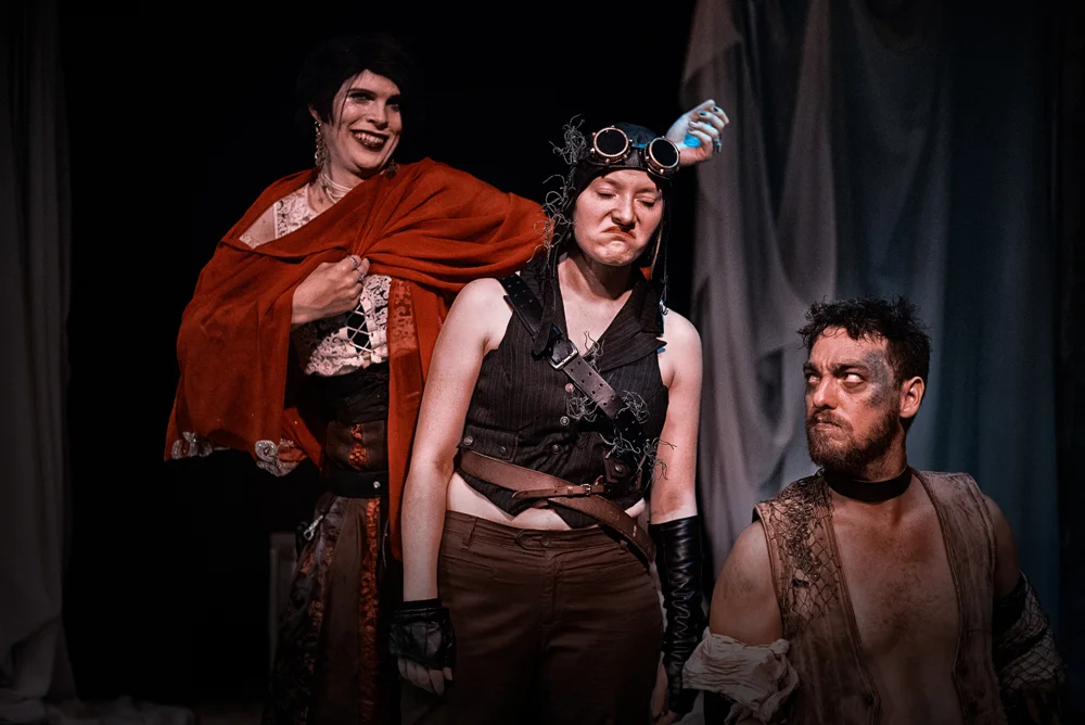 Janet Holloway-Thomas as Trinculo, Jean E. Sleight as Stephano, Matt Gilworth as Caliban