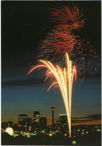 Fireworks over Calgary (Photo: Calgary Public Library, Postcards from the Past)
