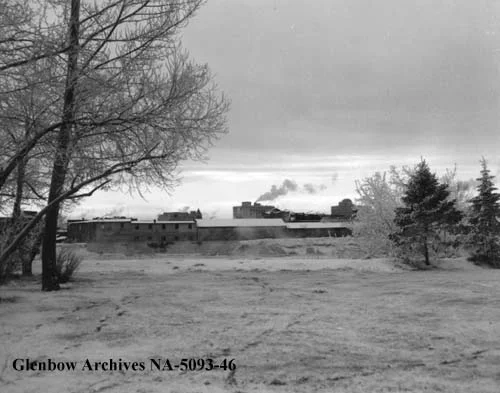 South Bank of the Bow River near the Langevin Bridge, December 30, 1954 (Photo: Glenbow Museum)