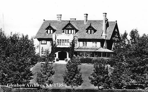 Calgary's Coste House, 2208 Amherst Street SW. Ontario-born Eugene Coste, known as the father of the natural gas industry, bought the land for his 28-room Mount Royal mansion in 1911. The price of ten lots in Calgary's nouveau riche neighbourhood? $10,000. After the 1913 crash, Coste fell on hard times. The city turned down his offer to use the house as a children's hospital and the mansion sat empty until 1935. After the war, the now city-owned Coste House became the heart of the city's arts scene as home to the Calgary Allied Arts Centre. (Photo: Glenbow Museum. Facts: Harry Sanders' Historic Walks of Calgary .)