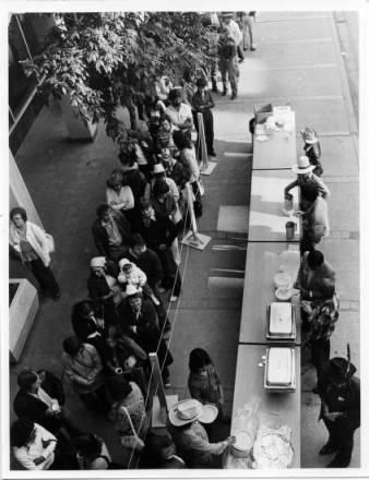 Stampede breakfast downtown Calgary, circa 1970-90. (Photo: Calgary Public Library )