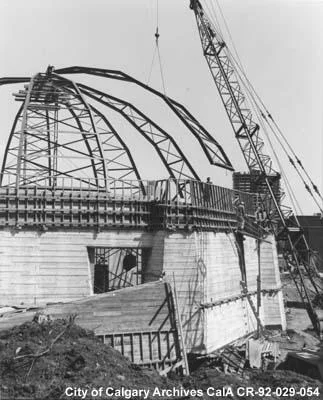 The dome of the Calgary Centennial Planetarium, under construction in 1966-67. The facility was built, according to a city astronomer , to celebrate not only Canada's centennial but "the world's entry into the space age... and the marvel of the heavens." (Photo: City of Calgary Archives via Alberta on Record )