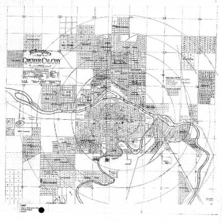 The authors of Mrs. Mike never visited Alberta when they wrote their 1947 best-selling novel based on the life story of Katherine Flannigan. They did their research at the UCLA library, where they may have happened upon this 1907 map of Calgary. Flannigan, however, returned to the city in 1954 to visit friends, and died here at the age of 55. (Credit: Calgary Public Library Historical Maps collection )