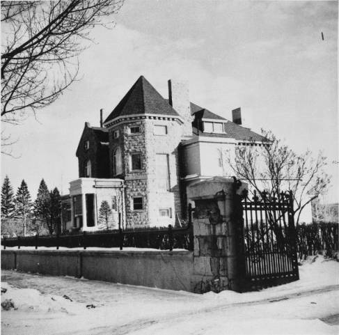 Built in 1891, Beaulieu, James and Belle Lougheed's sandstone mansion announced Calgary's aim to become a great city. From the fashionable Lincrusta wallpaper and customized stained glass windows, to the wood-panelled library stocked with literary classics, the Big House was intended to show the world that Calgary had the makings of a cultivated metropolis. (Photo, taken in 1956: Calgary Public Library Alison Jackson Collection )