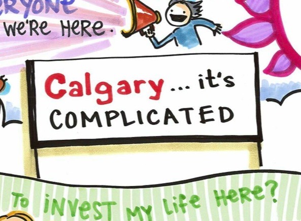 A snippet of Sam Hester’s graphic recording of Sprawlcast Episode 12.