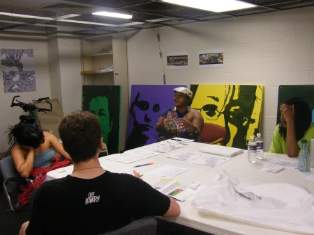 Vannessa Germain shares her creative input with the group.