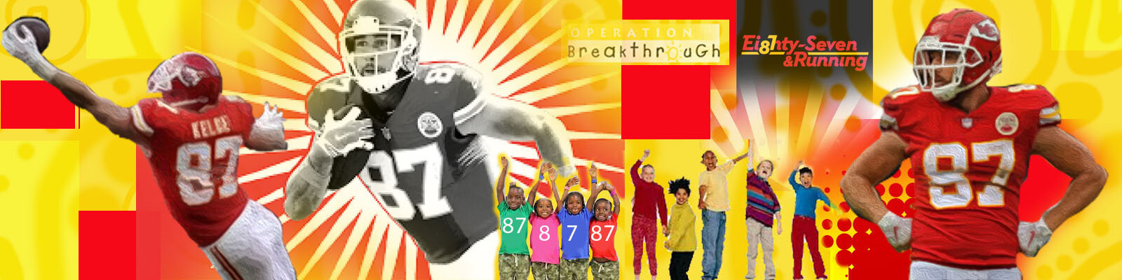 Kyle Holbrook’s mural design for Travis Kelce’s 87 and Running Foundation at “Walk the Walk” Fashion show 9/12/19. Several Chief players: Mahomes, Watkins and others were in attendance to raise funds for Operation Breakthrough a Kansas City non-profit.