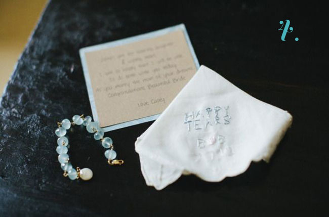 blue wedding bracelet and vintage handkerchief
