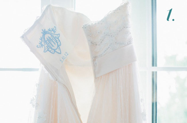 something blue monogram wedding dress