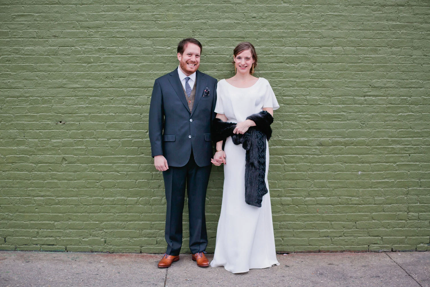 Brooklyn real Winifred Bean wedding featuring vintage-inspired Audrey dress