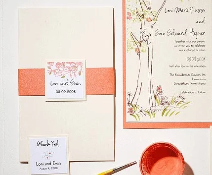 Peach, Wedding, Stationery, Invitation, Pastels, Pink