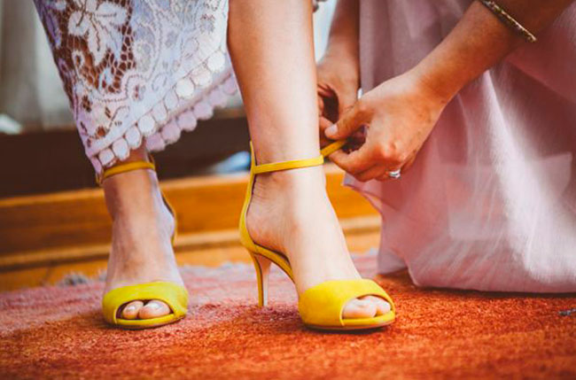 yellow bridal shoes brooklyn wedding