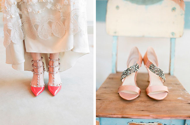 valentino peach bridal shoes sparkle 