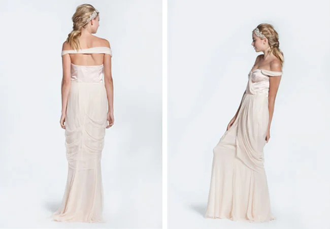 winifred bean, tulipe gown, blush bridal gown