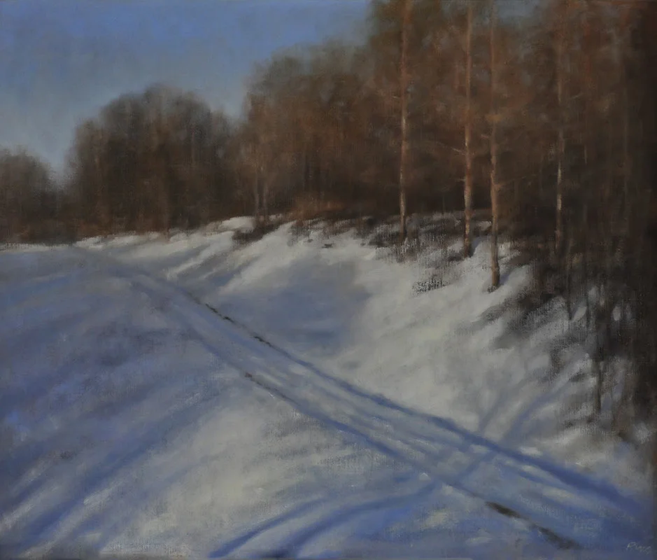 Winter Path , Oil on Panel, 14"x 15"