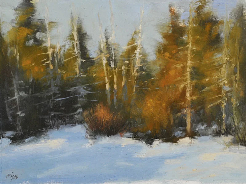 Winter Sunset, Oil on Panel, 6"x 8"
