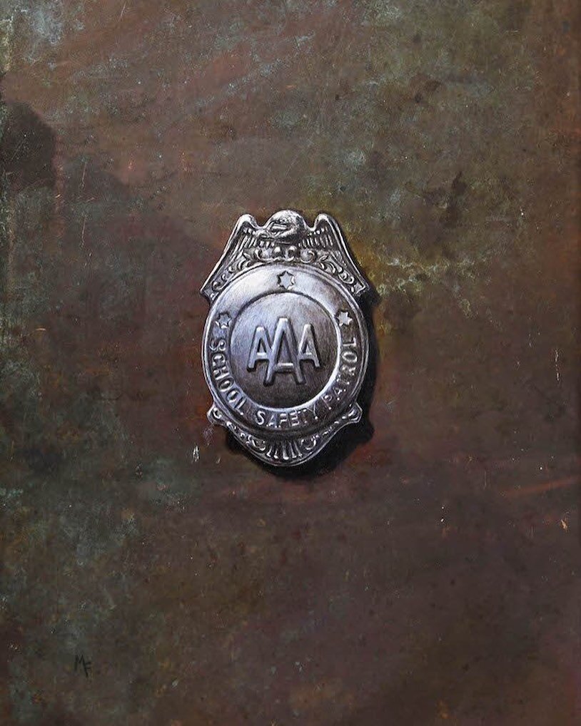 &ldquo;School Safety Patrol Badge,&rdquo; Michael Fitts
Oil on Panel, 7&rdquo; x 9&rdquo;

#oilpainting #oilonpanel #contemporaryart #metalart