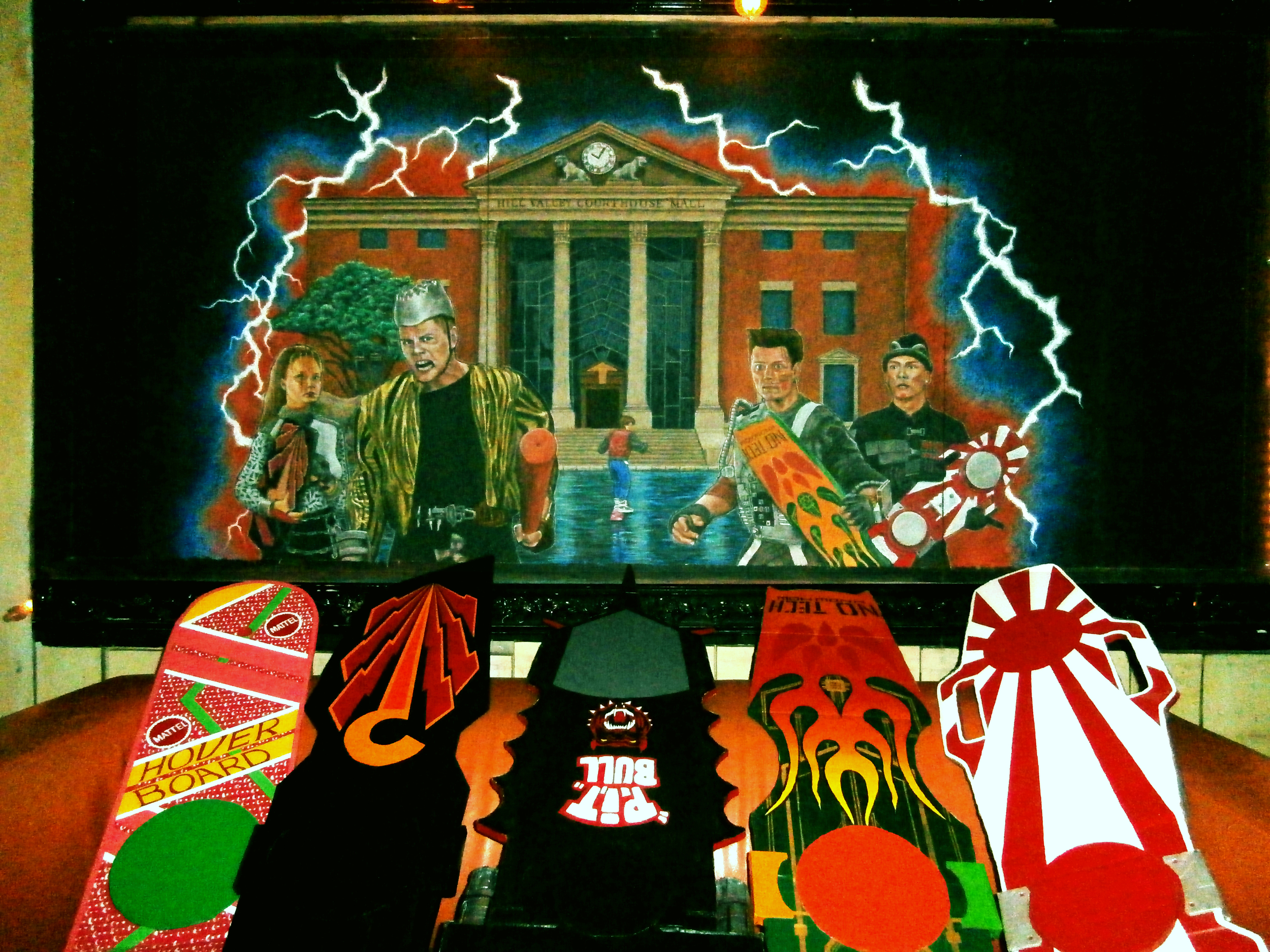 Back To The Future 2 Mural (with homemade hoverboards