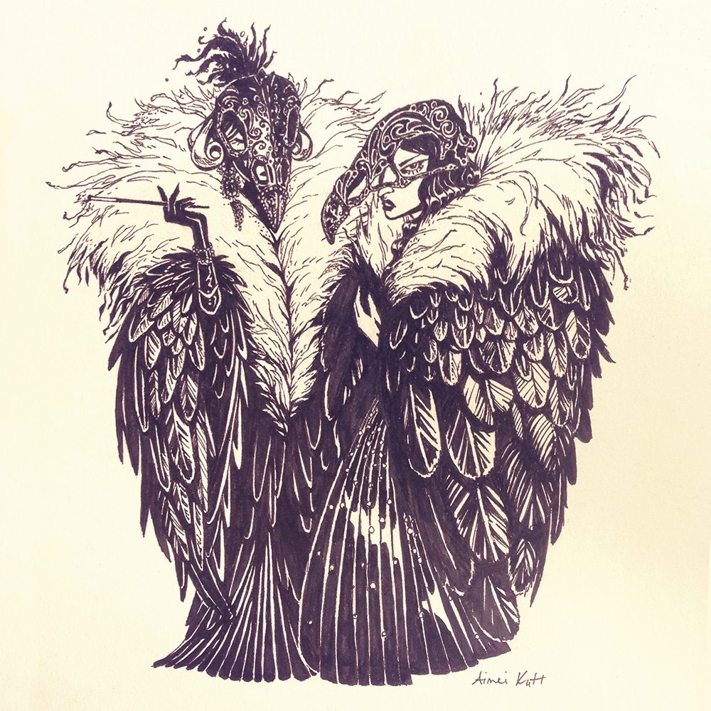  pen &amp; marker drawing, 2015,&nbsp;inspired by some vultures I saw on a hike 