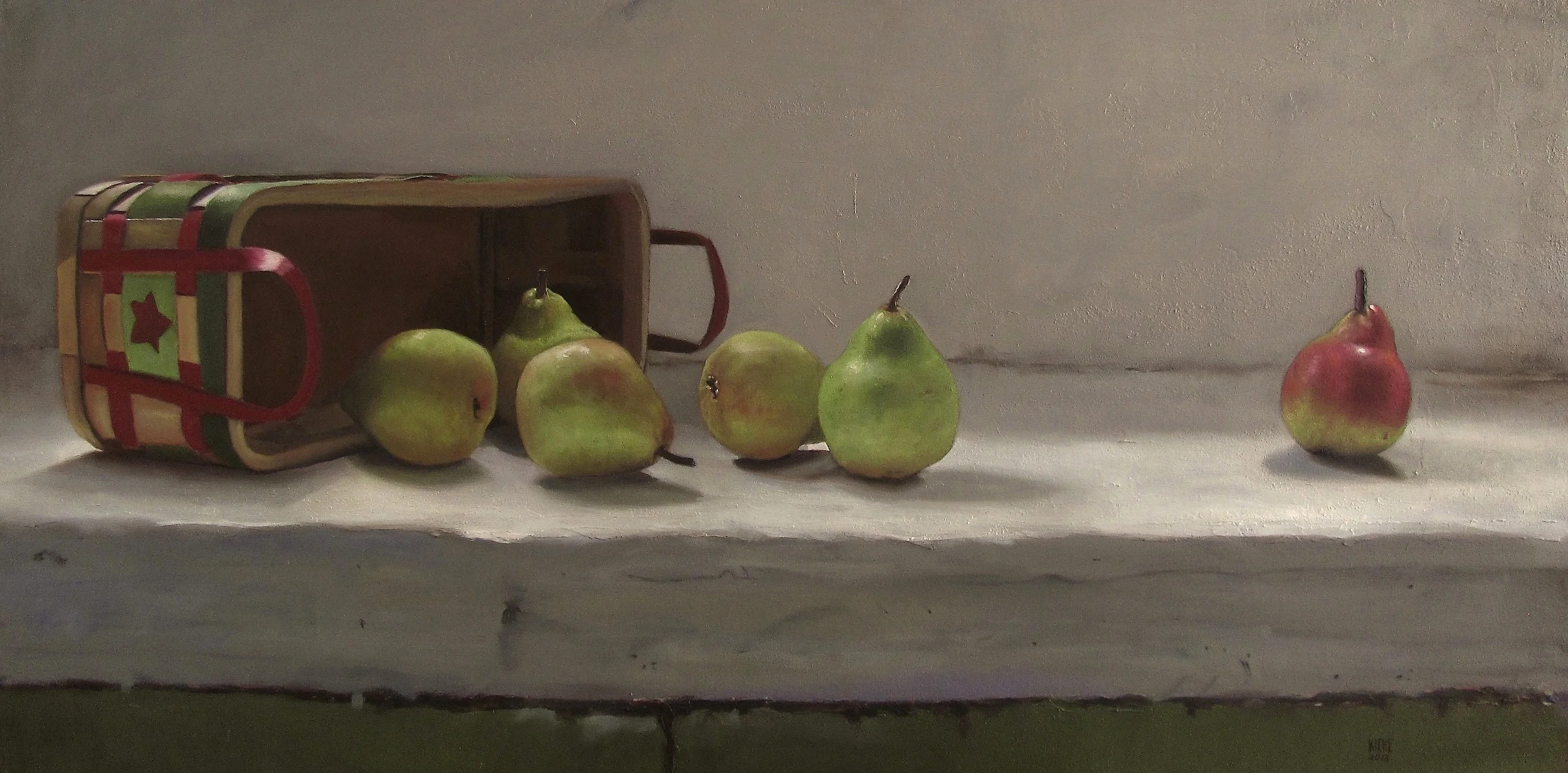   Basket Of Pears  oil on wood panel 24 x 48 