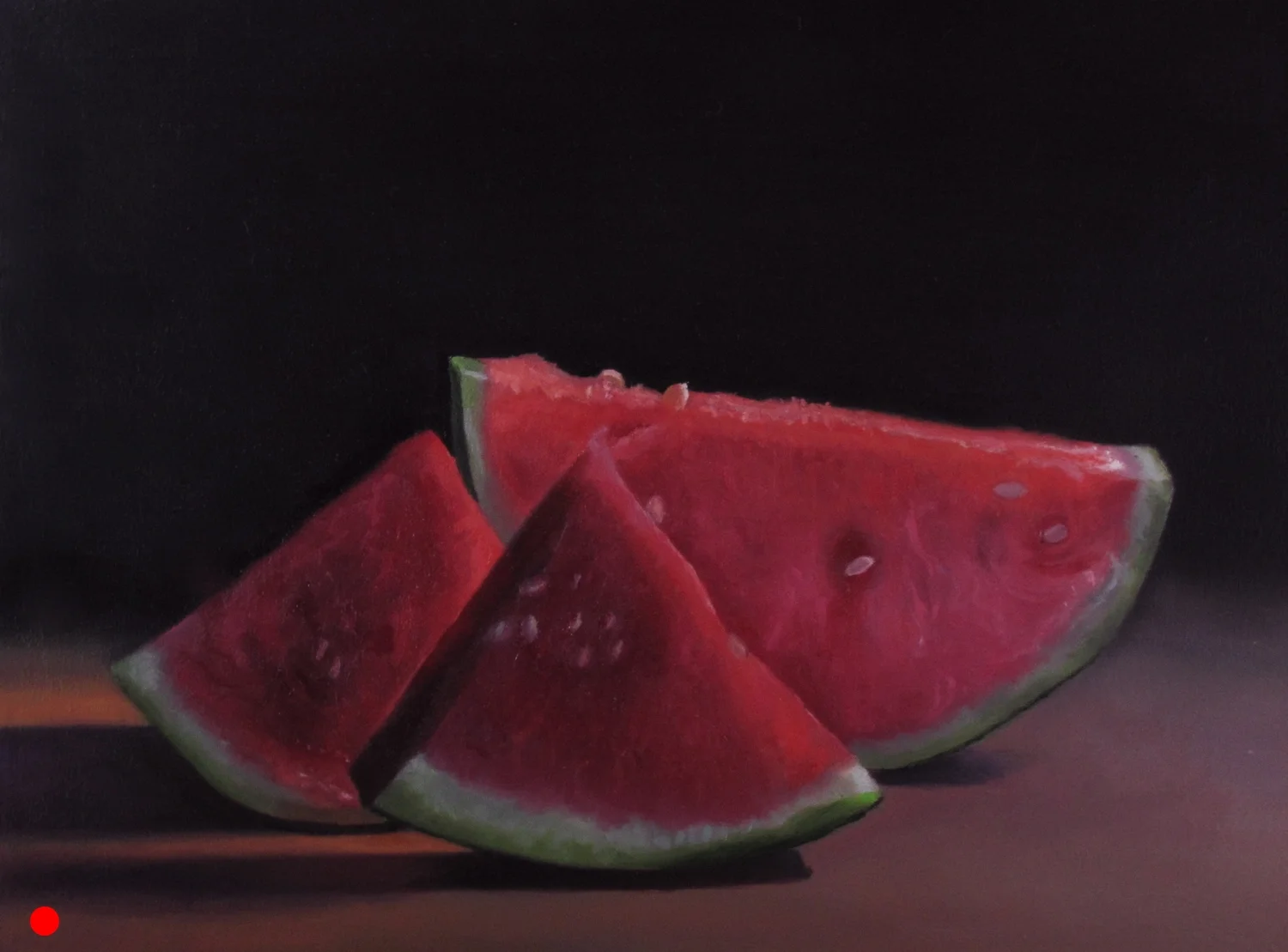   Watermelon Trio  oil on wood panel 9 x 12   