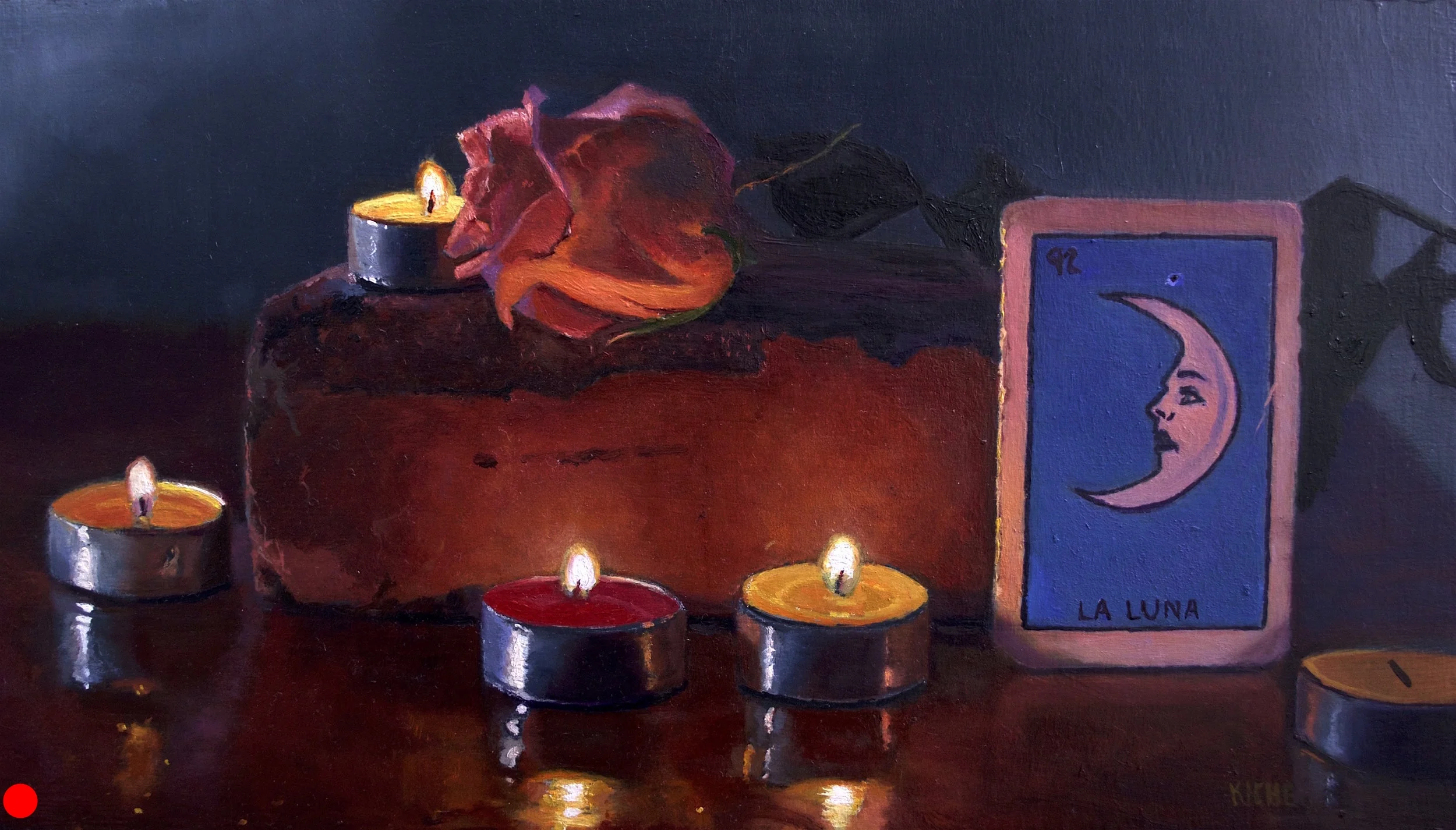 Luna and Rose by candlelight