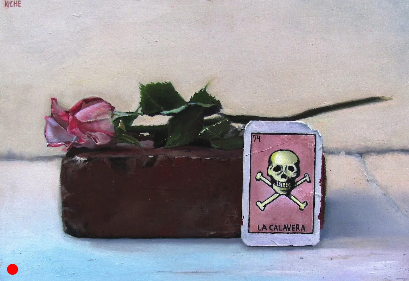   Rose and the skeleton  oil on wood panel 8 x 11 SOLD 