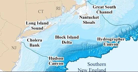 Map of Southern New England waters. Credit: NOAA