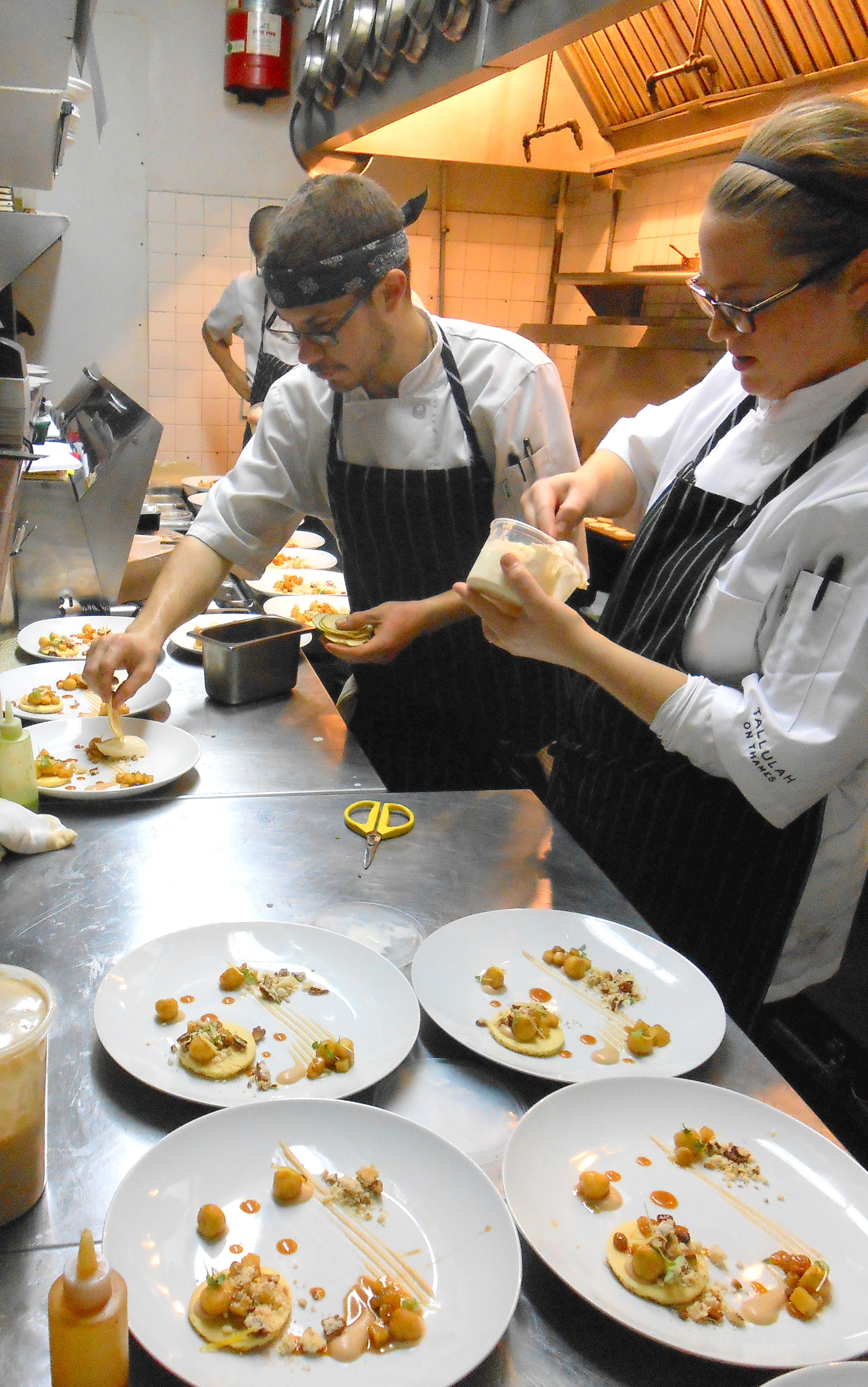 Chefs preparing dessert