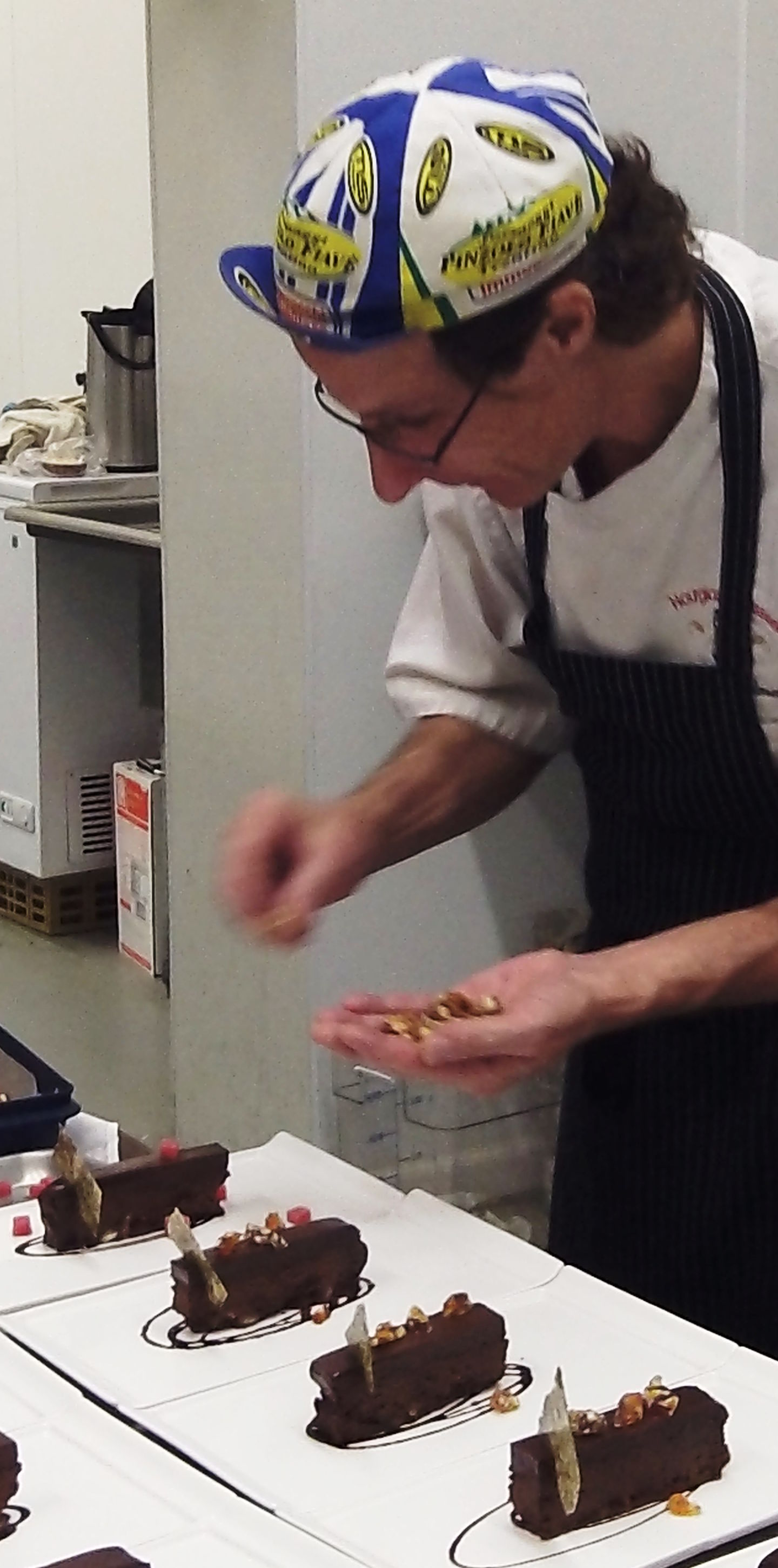 Chefs prepare the dessert