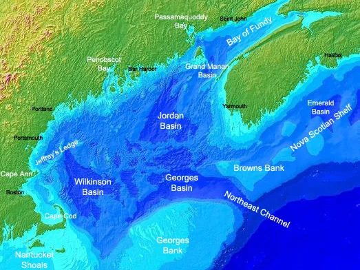 Map of the Gulf of Maine. Credit: NOAA