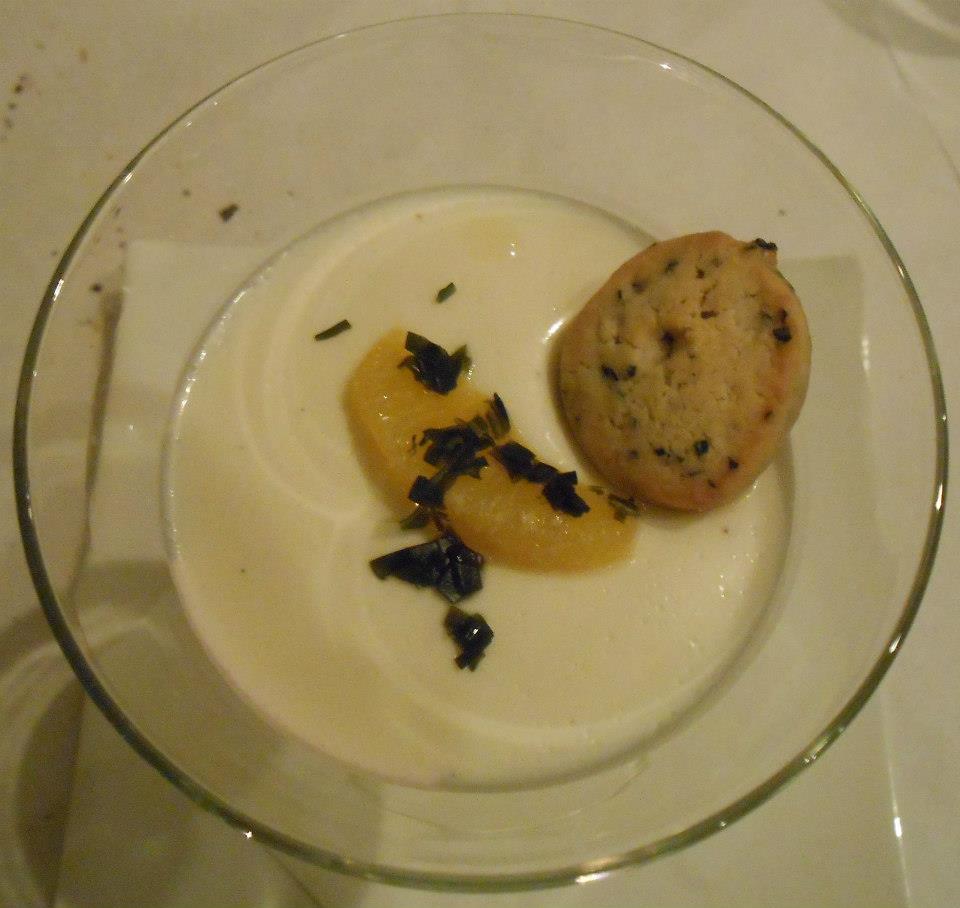 Dessert: buttermilk panna cotta with meyer lemon compote and suger kelp shortbread.