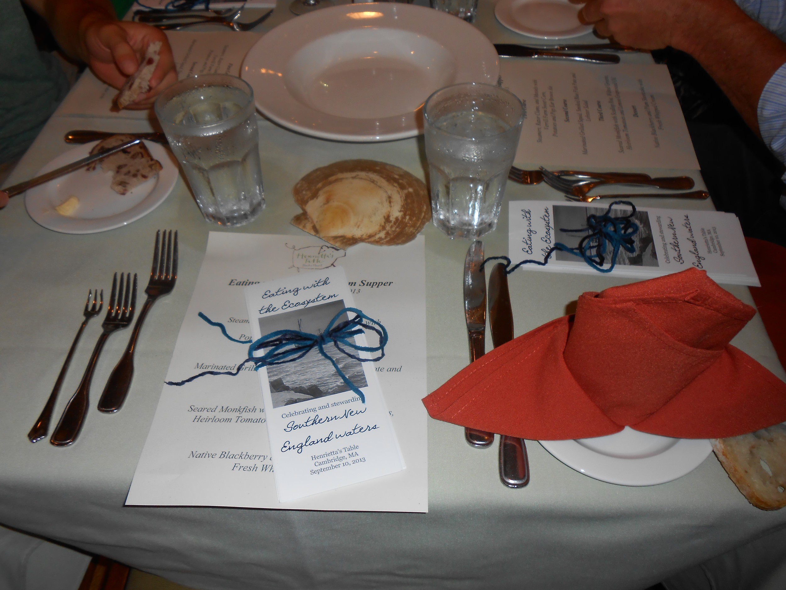 Place settings (note the little shellfish fork on the far left).