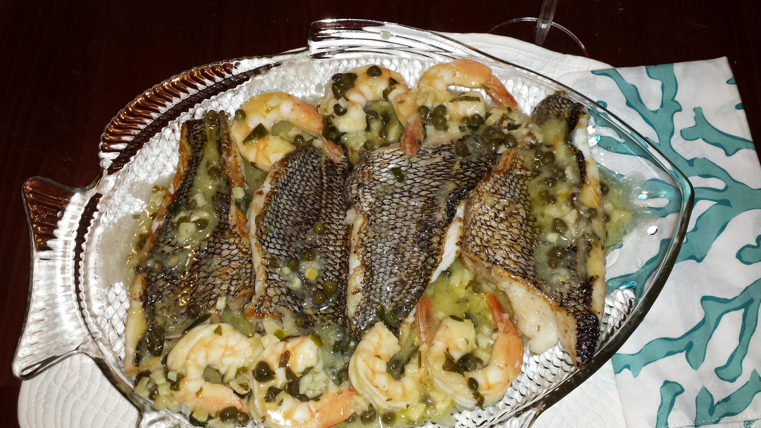 Black Sea Bass with Shrimp in a Lemon Scampi Sauce