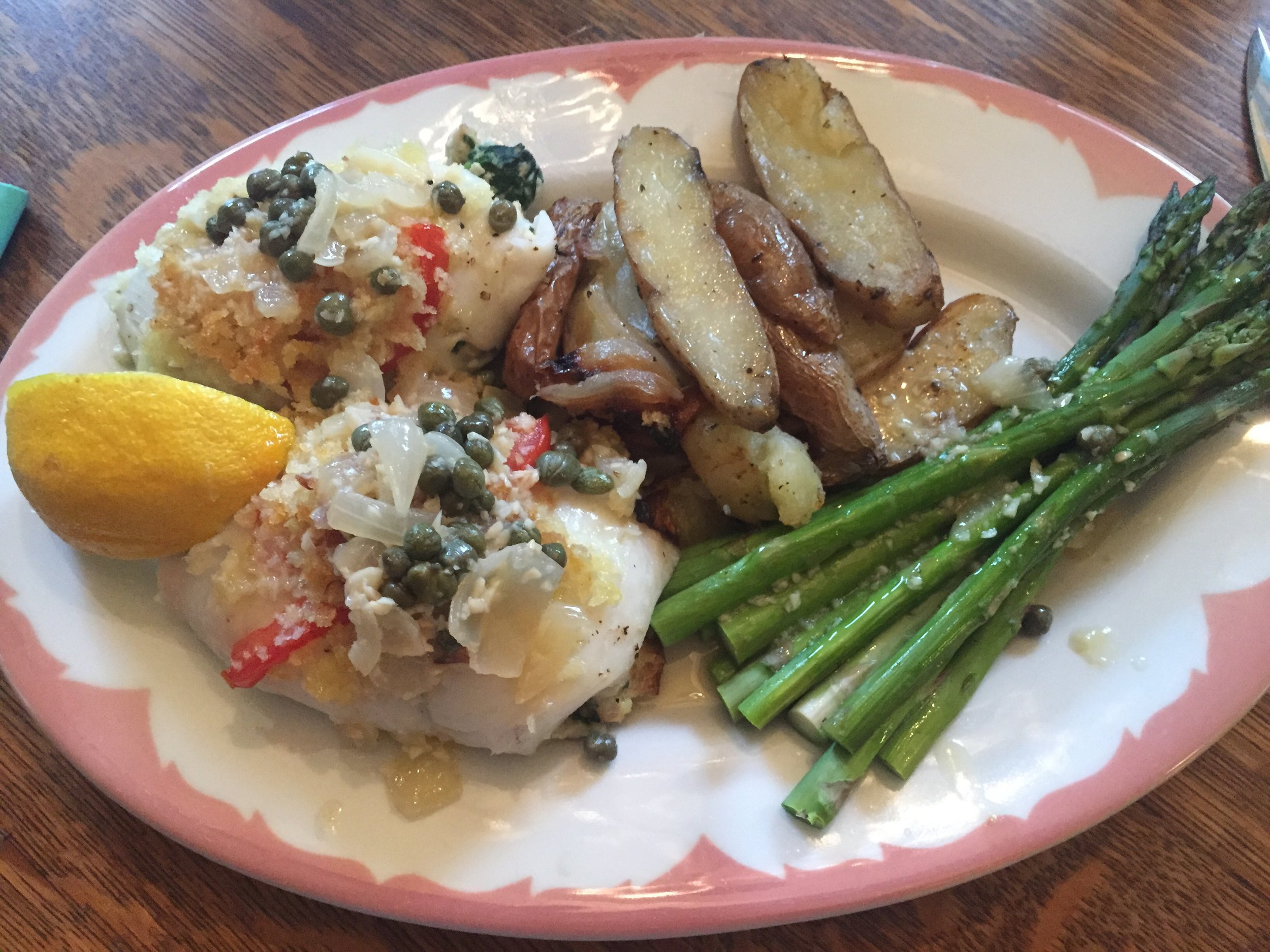 Yellowtail flounder with a rock crab stuffing