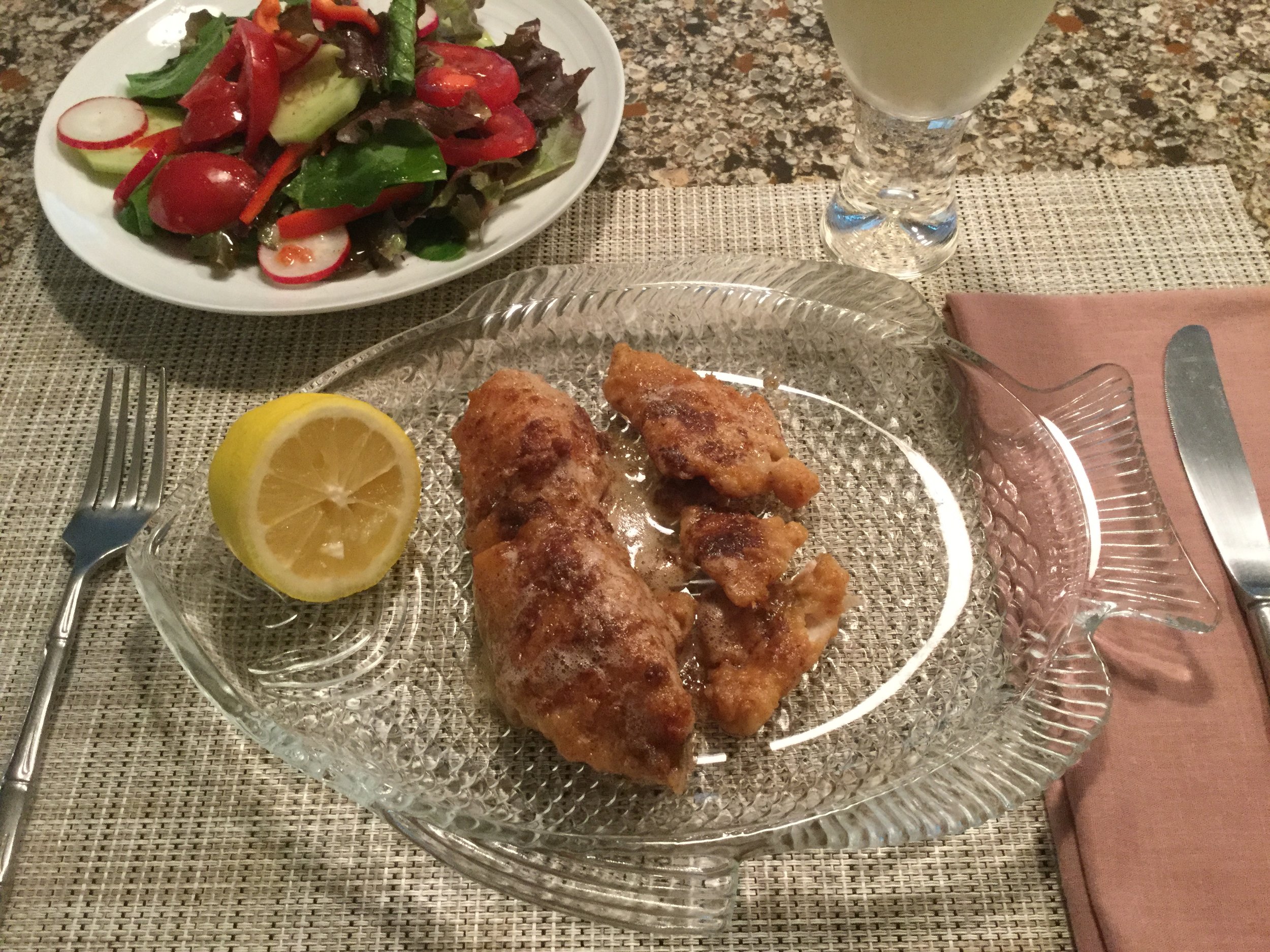 Cunner seared in a brown butter sauce