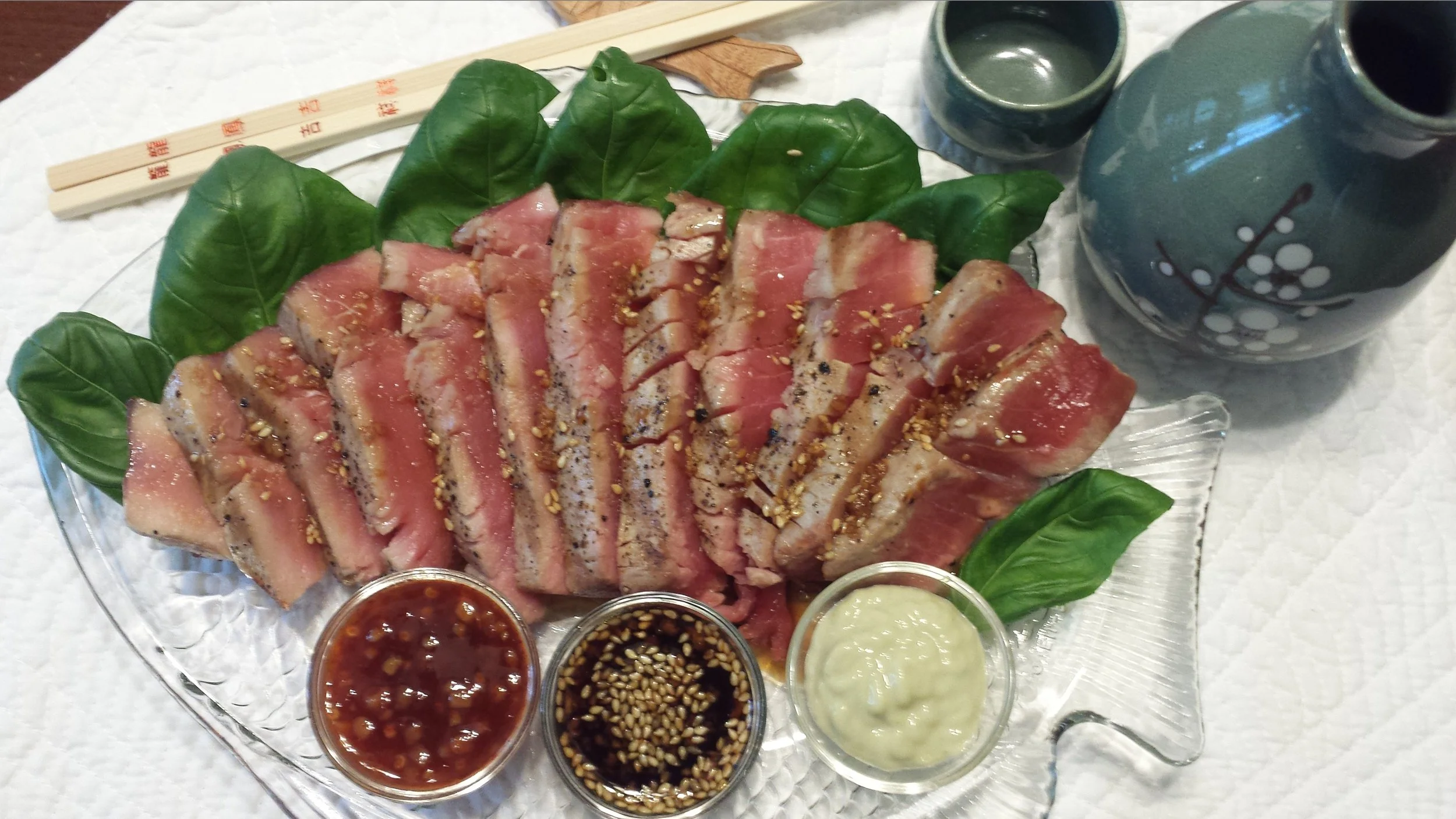 Grilled Ahi Tuna with Trio Sauces